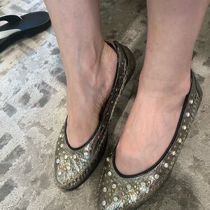 Elegant real leather Studded Women's Flats 
Made in Italy